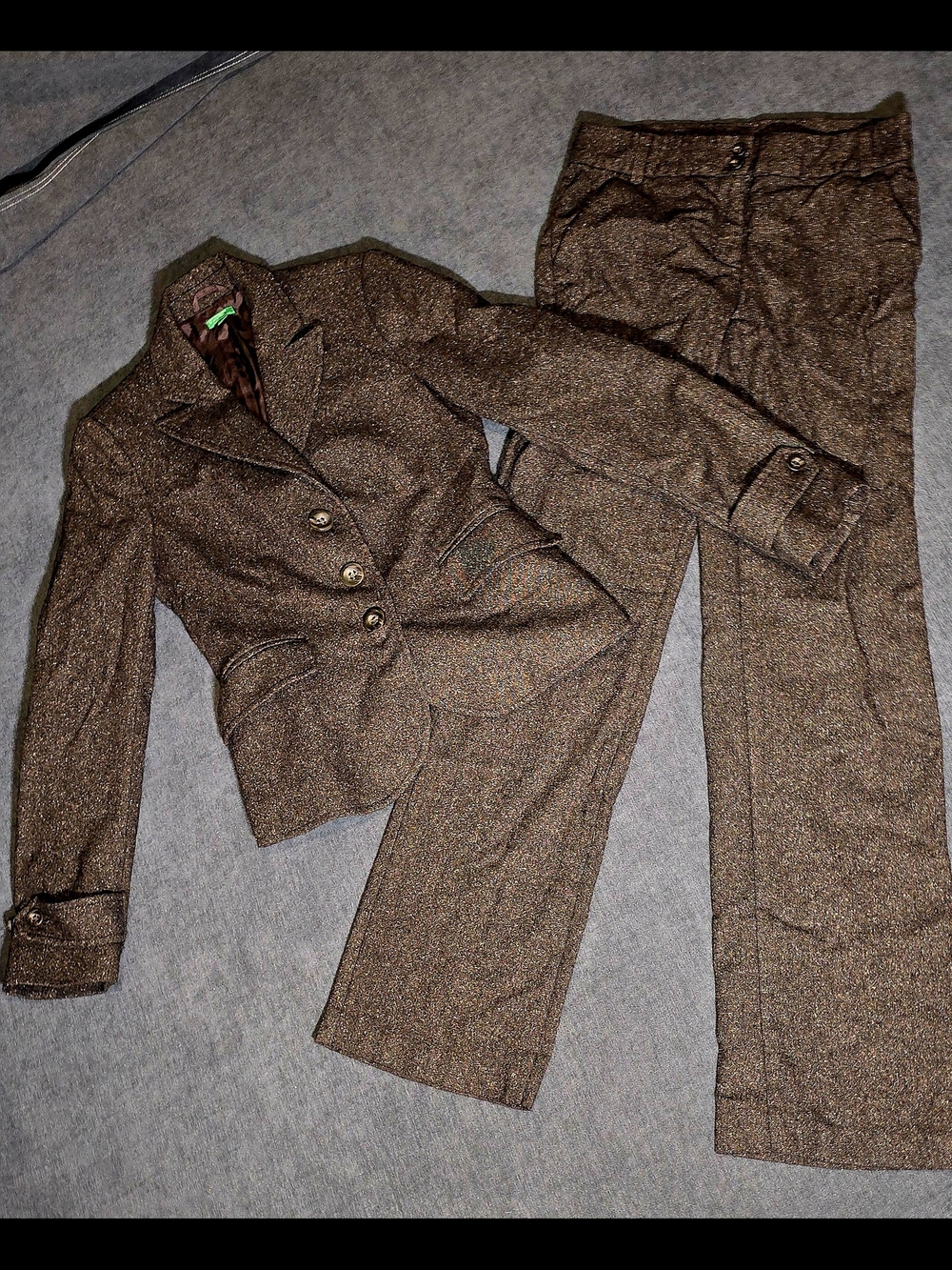 United Colors of Benetton Wool Silk Tweed Pant Suit Set IT 40 US 4 Small Vintage